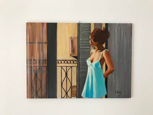 Dipinto olio tela fatto - ad, su