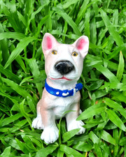 Statua statuina cane toro terrier cucciolo resina decorazione casa giardino giocattolo proprietario alta 6"