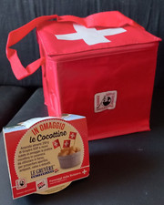 Borsa termica rossa cubo frigo gadget formaggio svizzero + cocottina omaggio