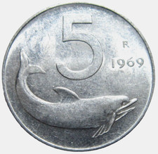 Italy lire 1969 low - 5, lire,