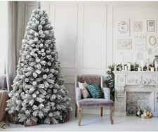 Albero Di Natale Royal Super Folto Pino Verde Innevato Base Croce in Ferro Piegh