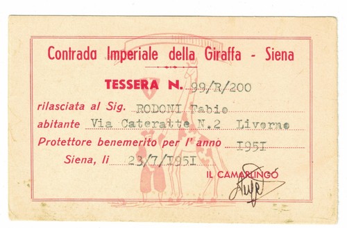 Palio siena 1951 tessera - palio,