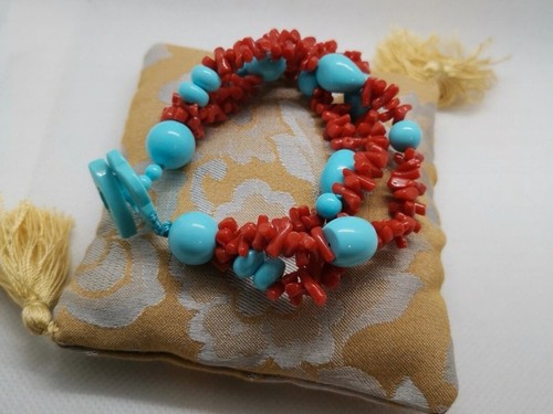Bracciale donna fili - 3, corallo