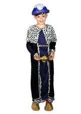 Costume re magio blu bambino Baldassarre con copricapo e copriscarpe