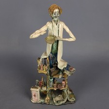 Scultura Lo Scricciolo Adriano Colombo In Ceramica Uomo Vasaro Vintage XX Sec.