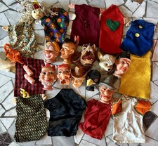 10 BURATTINI MARIONETTE  VINTAGE EPOCA TESTA GOMMA-TEATRINO ANNI 60 70 PINOCCHIO