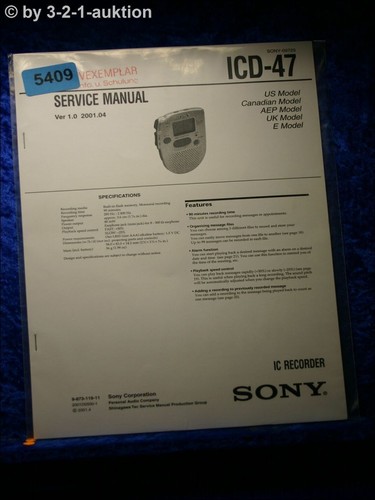 Manuale servizio sony icd - servizio,