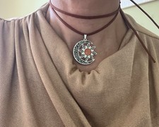 Collana  fatta a mano – con ciondolo Sole Luna  – regolabile