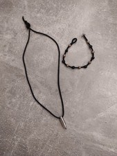 Collana proiettile e bracciale acciaio e lava nera - unisex