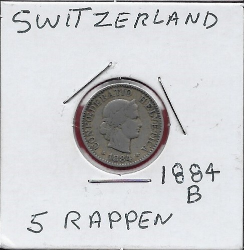 Svizzera rappen 1884 testa - 5,