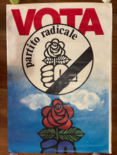 Poster,Manifesto ORIGINALE VINTAGE ,VOTA PARTITO RADICALE POLITICA PANNELLA