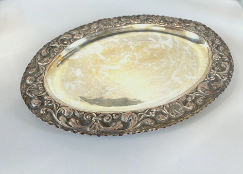 Antico vassoio ovale metallo - antico,