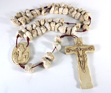 Rosario da Collo Parete Grande Lunghezza 114 cm Pietre Grezze Croce e Immagine