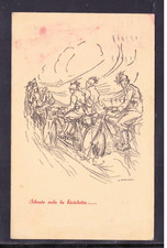 Cartolina  Bersaglieri Silente Vola la Bicicletta Illustratore Mazzoni K4095