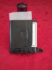 Portafoglio nero  "Bullcaptain"multisettore "Vera pelle"10x10x2 cm