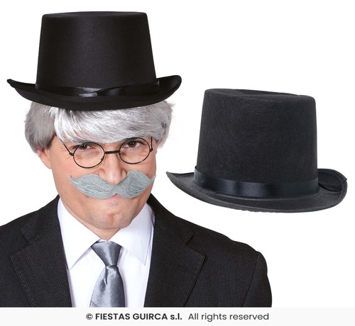 Cappello cilindro feltro nero - cilindro,