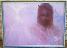 PIETRO PIRINA - CRISTO E COLOMBA - VECCHIO, GRANDE QUADRO DIPINTO OLIO SU TELA
