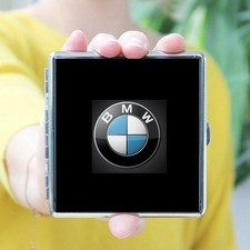 Portasigarette BMW - Pelle Acciaio Inox - Acciaio Emblema Auto