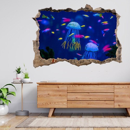 Adesivo parete acquario meduse