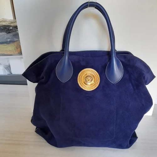 Borsa grande blu vera pelle - grande,
