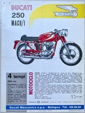 F0013 FOGLIO PUBBLICITARIO MOTO DUCATI 250 MACH/1 CARATTERISTICHE TECNICHE