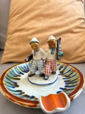 Posacenere antico ceramica sciatori preciosa no tosin