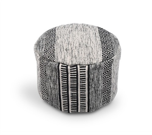 Pouf rotondo nero geometrico