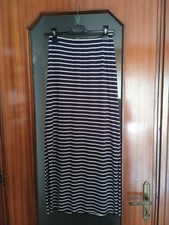 Gonna estiva blu e bianca a righe con spacchi laterali donna