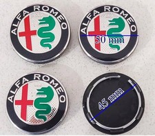 COPRIMOZZI ALFA ROMEO GIULIETTA MITO BRERA 147 TAPPI RUOTA MY2015 SILVER 50MM x4