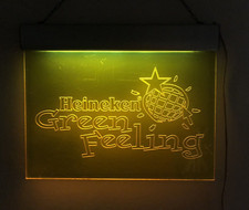 pannello plexiglass retroilluminato Birra Heineken green feeling anni 60