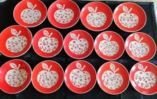servizio piatti Mancioli Italy vintage anni 50 rosso mela fiori ceramica 14pezzi