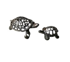 *HH* Miniatura In Argento Coppia Tartarughe Statuetta Statuina Tartaruga Statua
