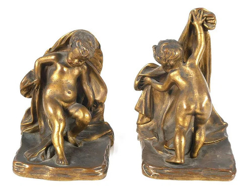 Coppia fermalibri bronzo - fermalibri, in