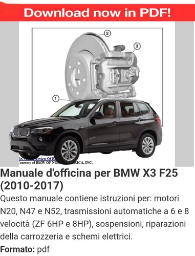 Manuale officina per bmw - manuale, x3