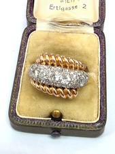 Anello Vintage Francese Anni 50' in oro giallo 18Kt con diamanti