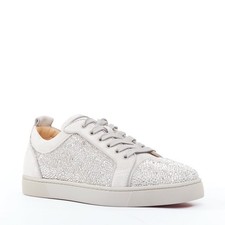 Sneaker CHRISTIAN LOUBOUTIN Louis Junior strass piatto argento cristallo grigio EU44