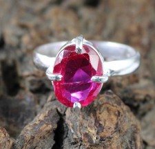 Anello Uomo Ceylon Zaffiro Rosso 6,10 Ct/11 mm Pietra Preziosa Taglio Ovale...