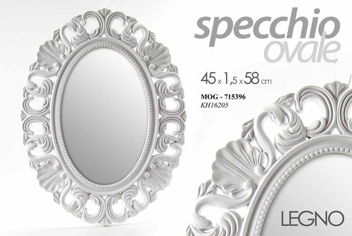 Specchio bianco ovale legno - bianco,