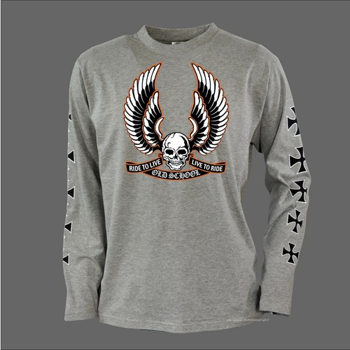 Shirt biker teschio manica - biker,