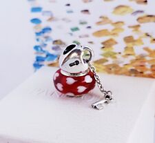 Set 2 Charms Pandora Nuovi Autentici Chiave del Mio Cuore e Cuori di Murano