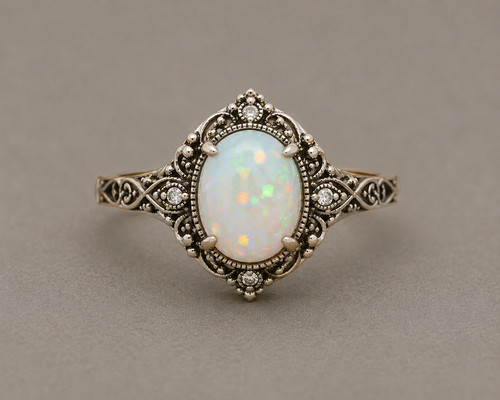 Anello opale etiope naturale