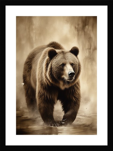 Quadro drammatico orso grizzly