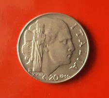 20 CENTESIMI 1940 ERRORE - FRATTURA DI CONIO AL ROVESCIO [B258]