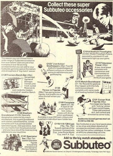 1978 advert for subbuteo - 1978, table