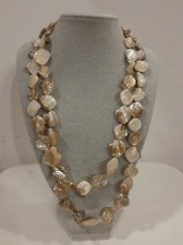 Elegante COLLANA LUNGA, PERLE PIATTE BAROCCHE - a più giri 