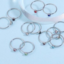 24pcs Anello Pietra Zodiacale Specchio Lucido Acciaio Inox Moda Gioielli -
