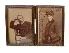 *HH* Antica Cornice Doppia Portafoto Cornicetta Liberty Vittoriana Barocco