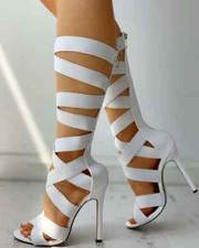 Sandali stiletto bianco lacci