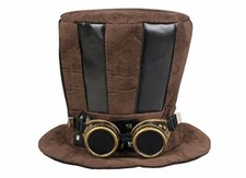 Boland- Cappello Cilindro Tuba Steampunk con Occhiali per Adulti, Marrone, Tagli