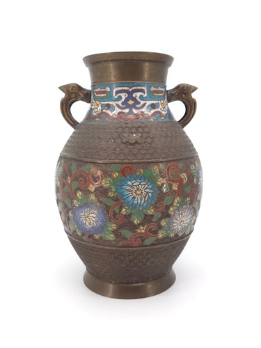 Vaso giapponese bronzo smalti - bronzo,
